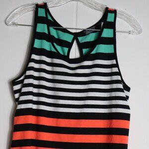 Papermoon Black White Green Orange Striped Women's Large Tank Top Stitch Fix